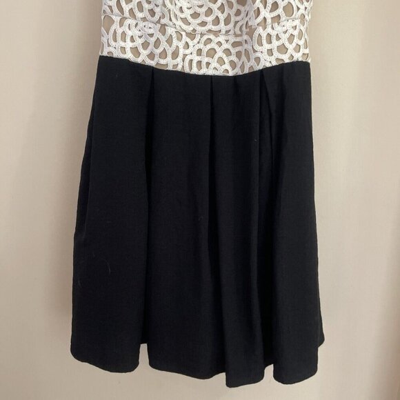 ABS Allen Schwartz Halter Dress Size 6 Ivory Lace Black Skirt Rockabilly Pin Up - Picture 7 of 15